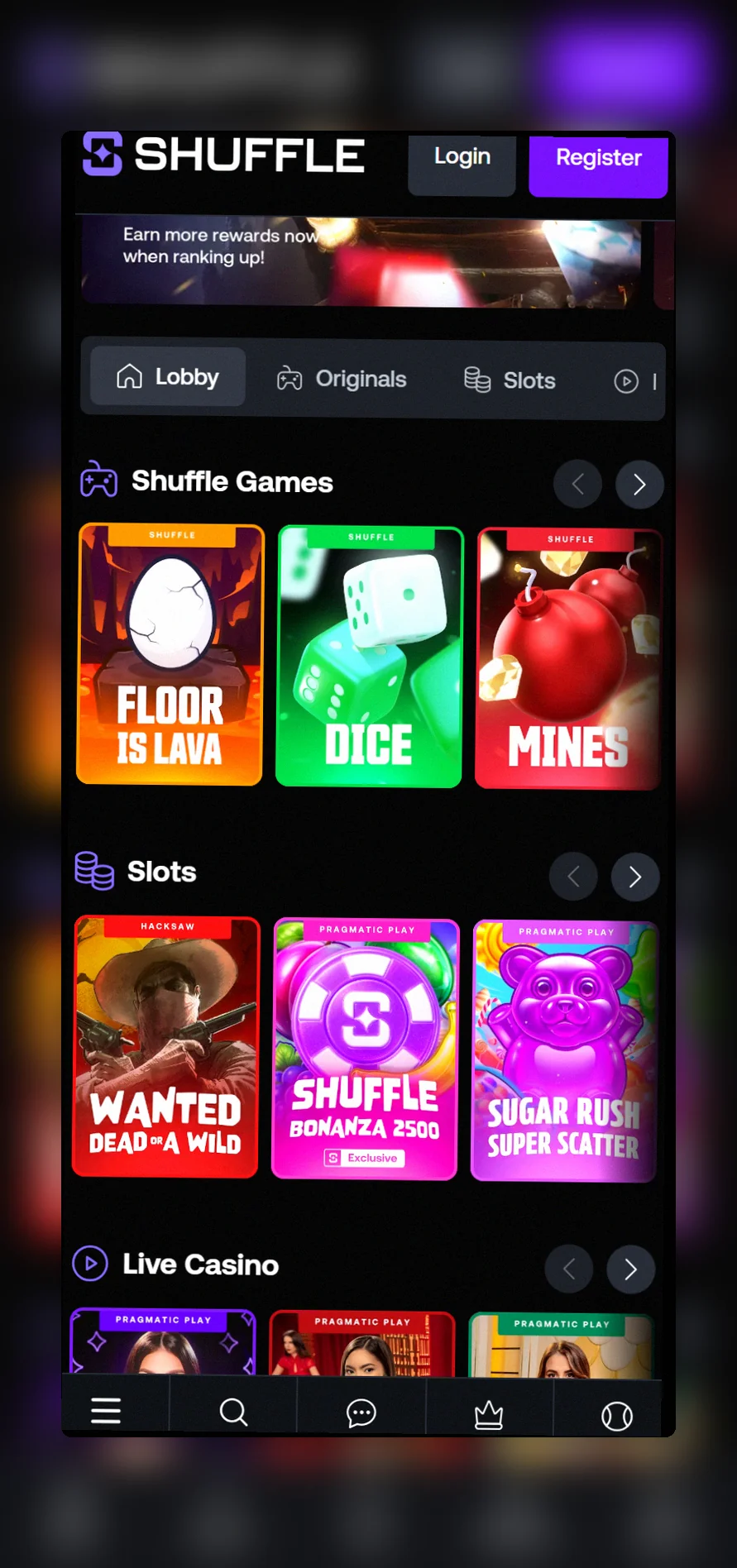 Shuffle Casino mobile Norge