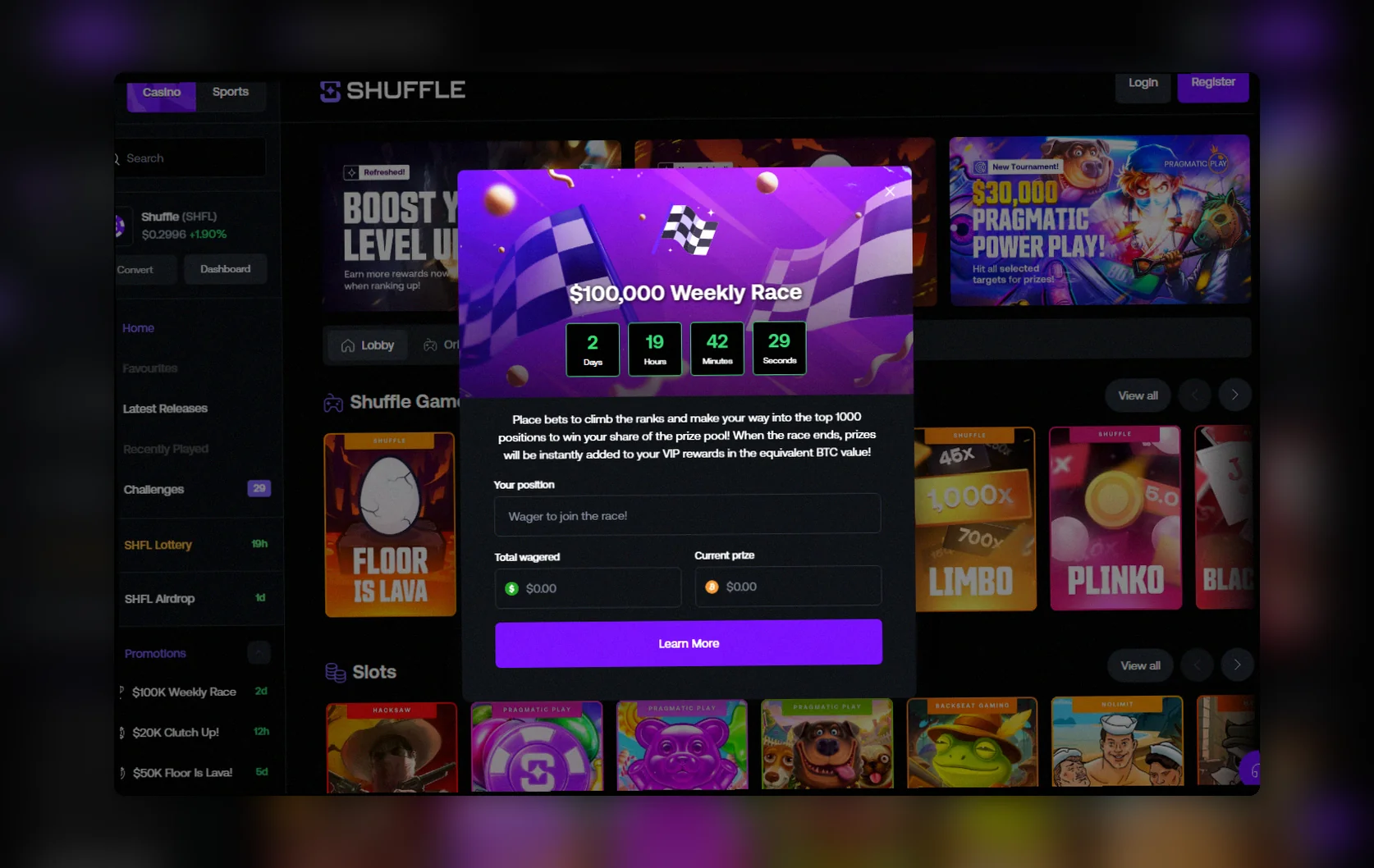 Shuffle Casino bonus Norge
