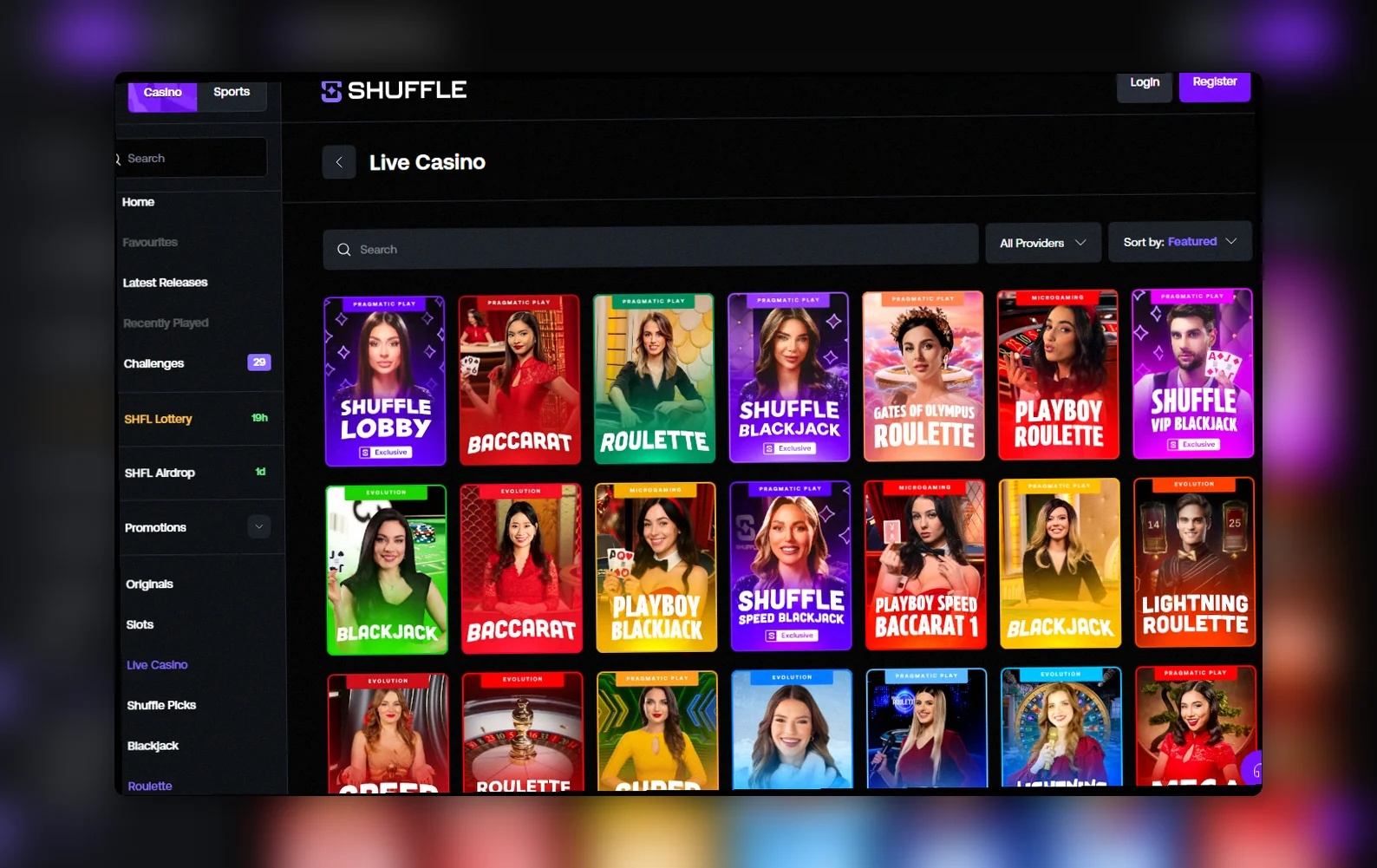 Shuffle Casino live casino Norge