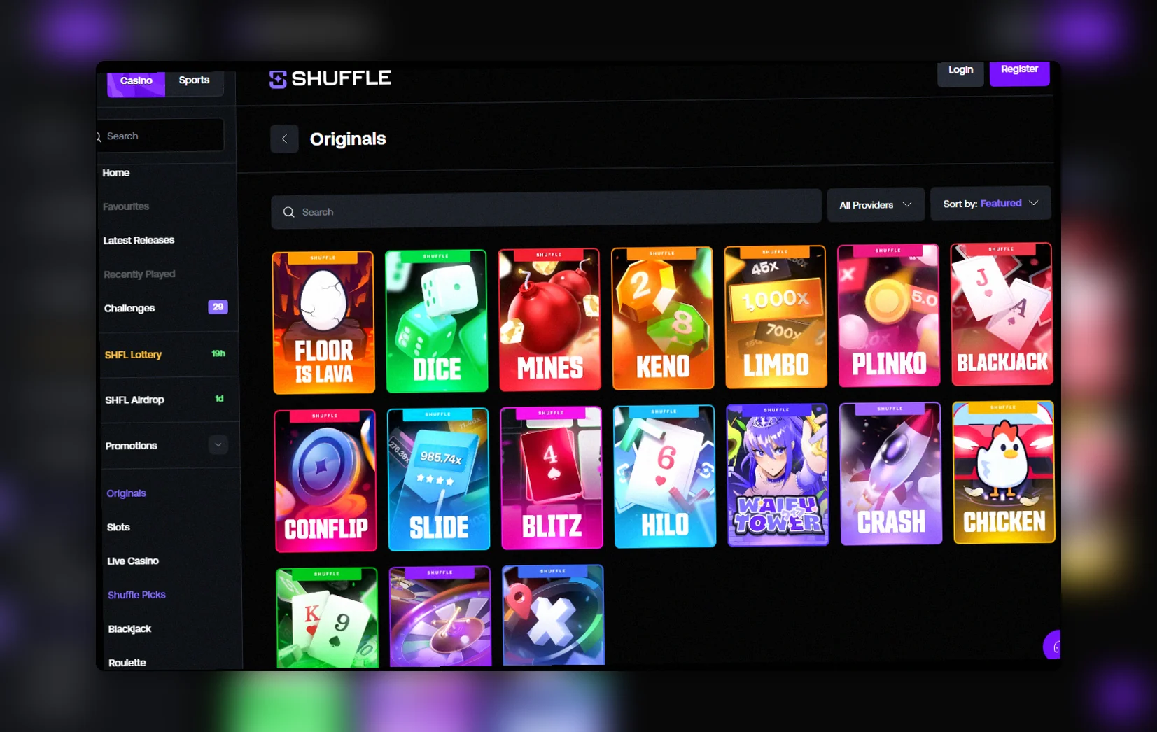 Shuffle Casino Originals Norge