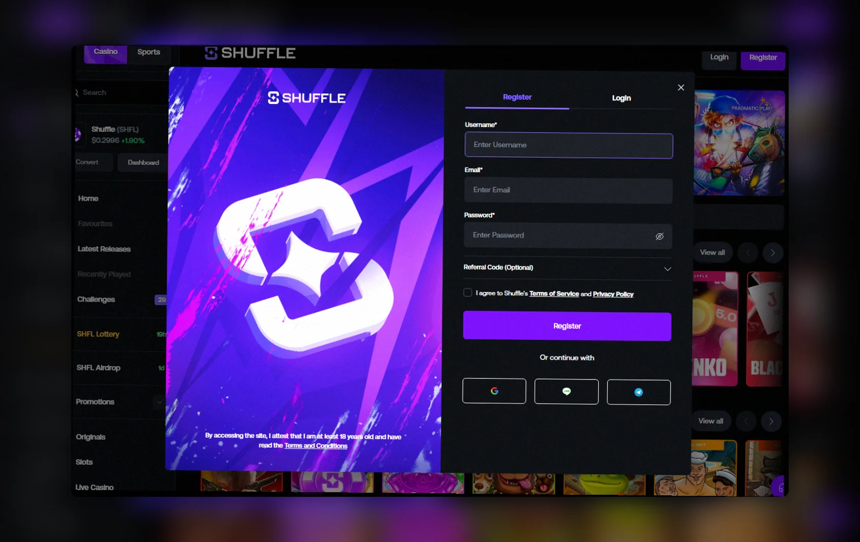 Shuffle Casino wallet Norge
